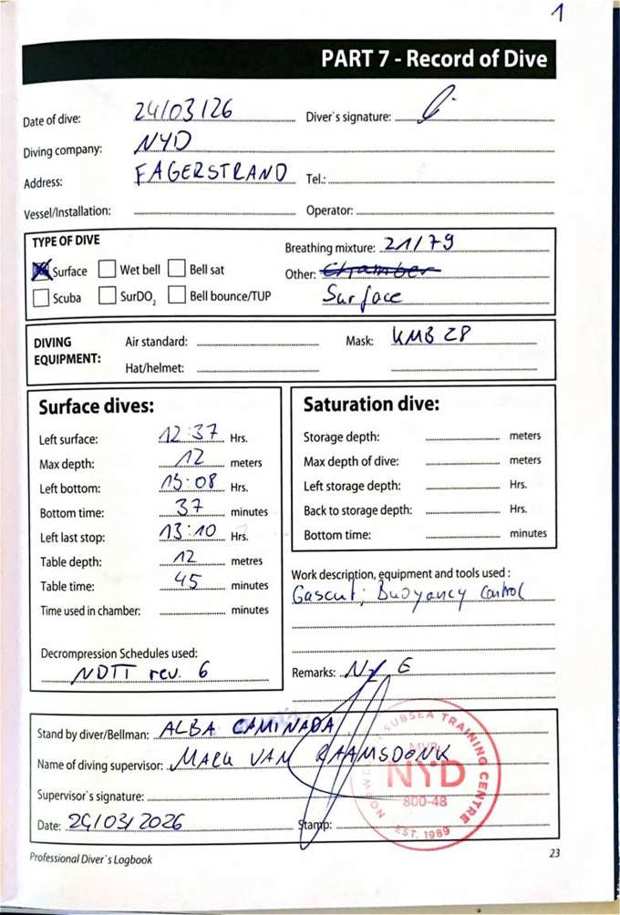 Logbook page 1
