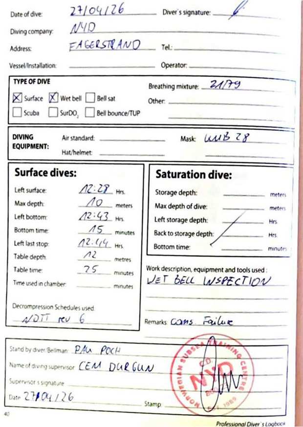 Logbook page 18
