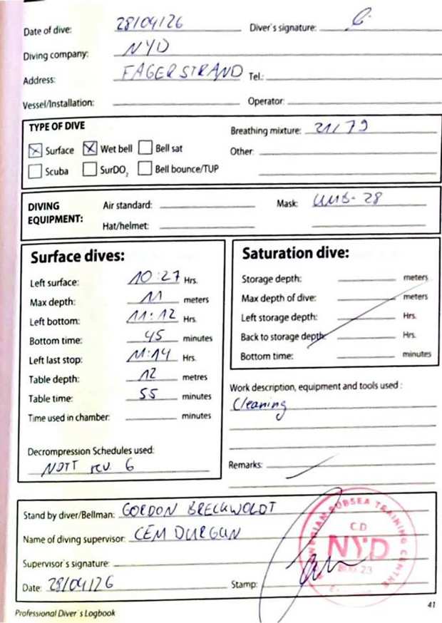 Logbook page 19