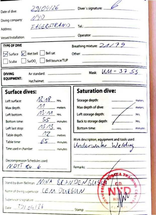 Logbook page 20