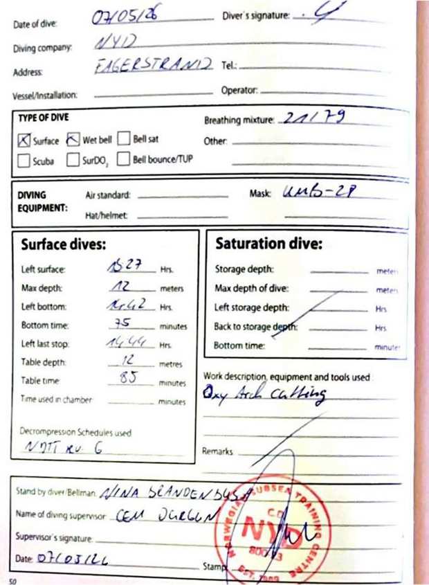 Logbook page 28