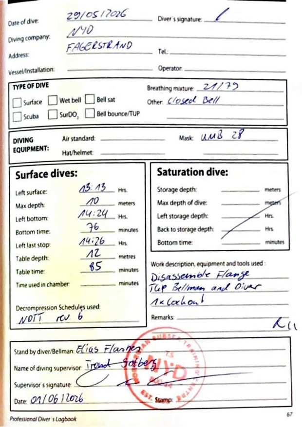 Logbook page 45