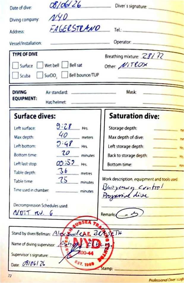 Logbook page 52